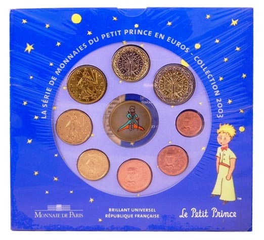 Набор монет евро. Франция, 2003 год. (8 шт.) В буклете + жетон