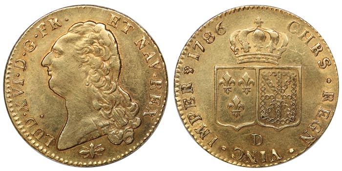 Франция 2 луидора, 1786 год. Людовик XVI