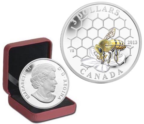 Канада 3 доллара, 2013 год. Пчела и улей