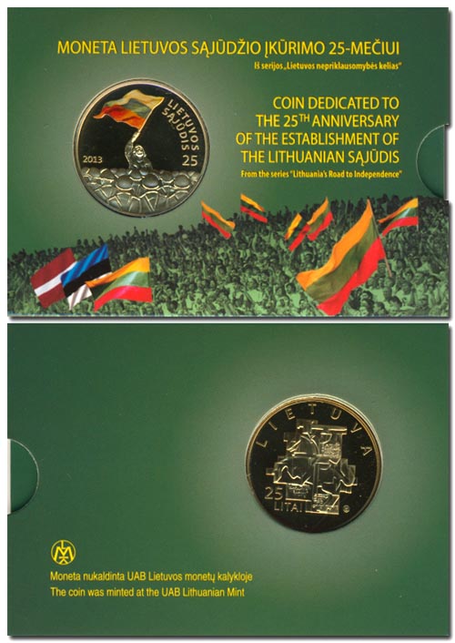 Литва 25 лит, 2013 год. 25 лет Саюдису