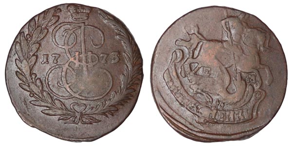 Россия 2 копейки, 1773 год. ЕМ