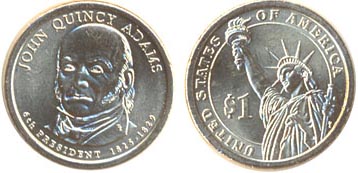 США 1 доллар, 2008 год. Джон Куинси Адамс. P. 6-й президент США