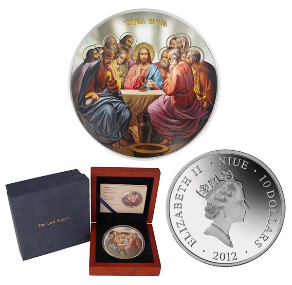 Ниуэ 10 долларов, 2012 год. Православные святыни. Тайная вечеря