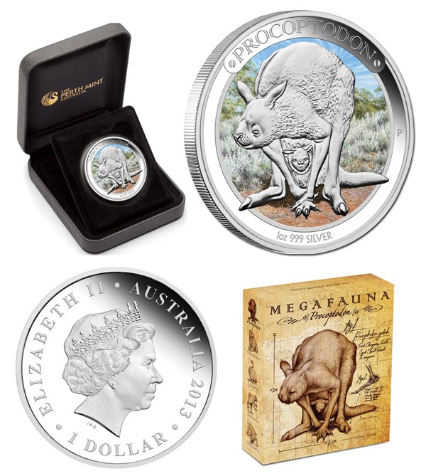 Австралия 1 доллар, 2013 год. Мегафауна. Гигантский короткомордый кенгуру