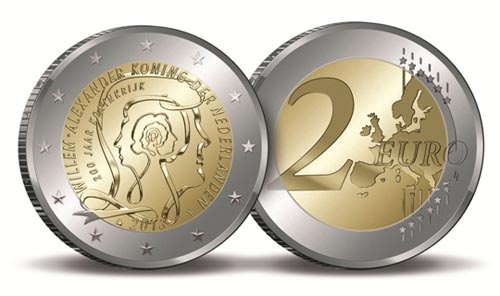 Нидерланды 2 евро, 2013 год. 200 лет королевству