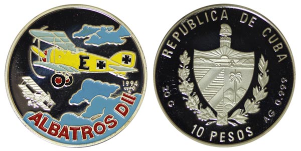 Куба 10 песо, 1994 год. Альбатрос D II