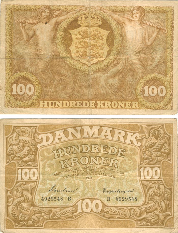 Бона. Дания 100 крон 1941 год