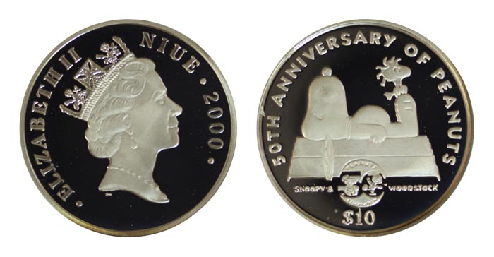 Ниуэ 10 доллар, 2000 год. Снупи