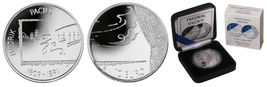 Финляндия 10 евро, 2009 год. Фридрик Пациус