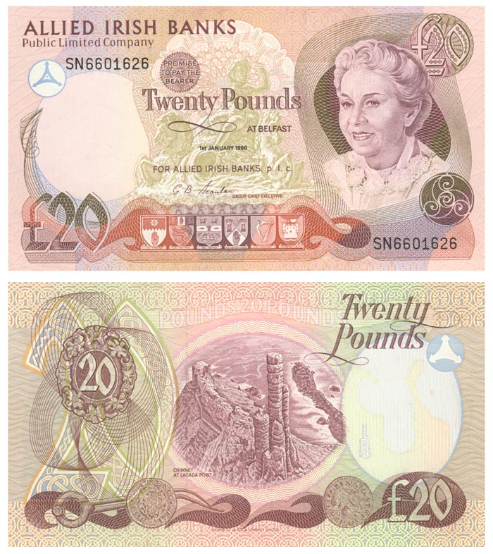 Бона. Ирландия 20 фунтов, 1990 год