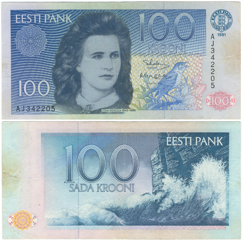 Бона. Эстония 100 крон, 1991 год