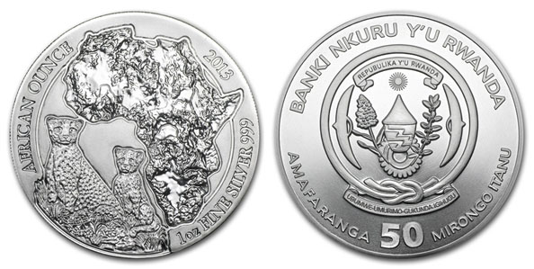 Руанда 500 франков, 2013 год. Гепарды