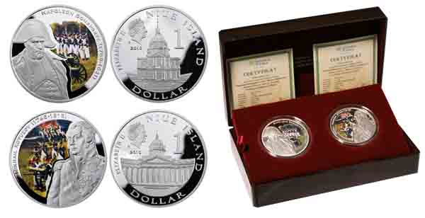 Набор монет. Ниуэ 1 доллар, 2010 год. Война 1812 года. Кутузов и Наполеон