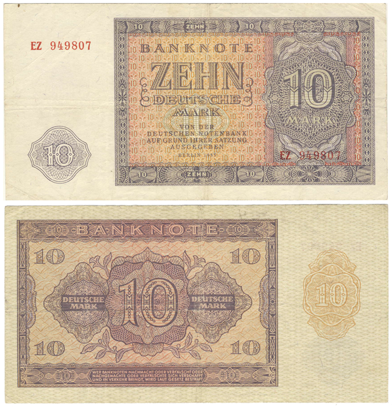 Бона. Германия 10 марок, 1955 год