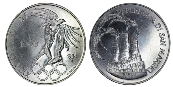 Сан-Марино 1000 лир, 1984 год. Олимпиада