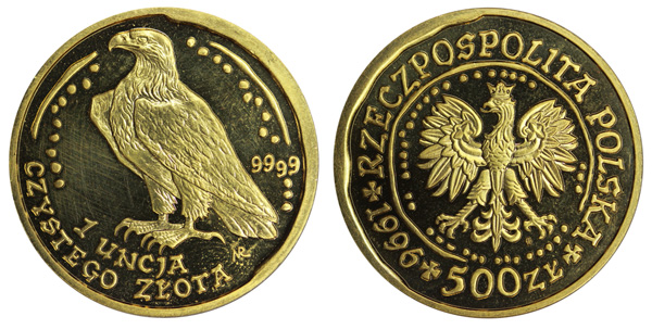 Польша 500 злотых, 1996 год. Орел
