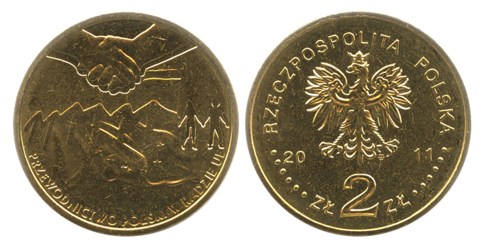 Польша 2 злотых, 2011 год. Председательство в евро союзе