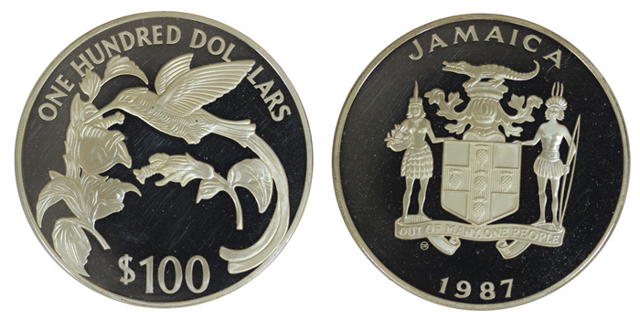 Ямайка 100 долларов, 1987 год. Колибри