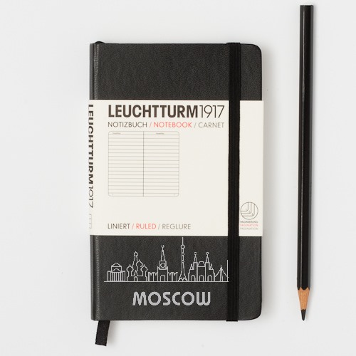 Книга для записей MSK POCKET A6, черный, 185стр., ЛИНЕЙКА.  Leuchtturm1917, #334821-MSK