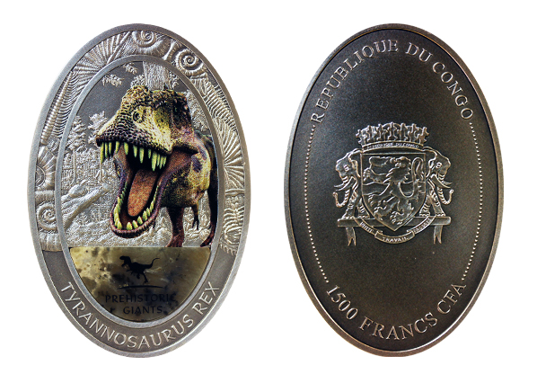 Конго 1500 франков, 2014 год. Доисторические гиганты. Тиранозавр Рекс