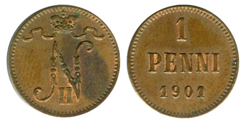 Россия 1 пенни, 1901 год