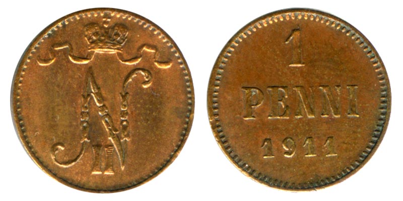Россия 1 пенни, 1911 год