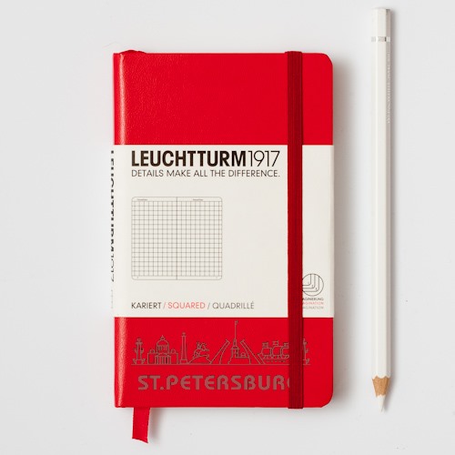 Книга для записей SPB/Б POCKET A6, красный 185стр., КЛЕТКА. Leuchtturm1917, #332077-SPB/Б