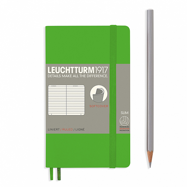 Книга для записей POCKET A6 на 121 страницу в линейку, FRESH GREEN. Leuchtturm1917, #357656