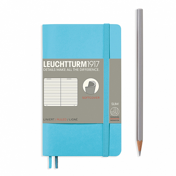 Книга для записей POCKET A6 на 121 страницу в линейку, ICE BLUE. Leuchtturm1917, #357662