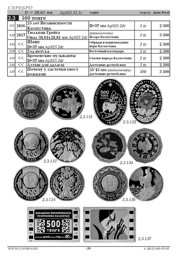 монеты Казахстана 500 тенге