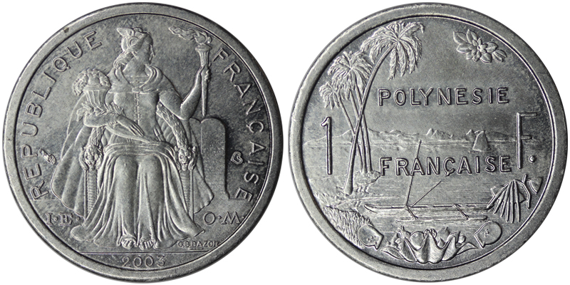 Французская полинезия 1 франк, 2003 год