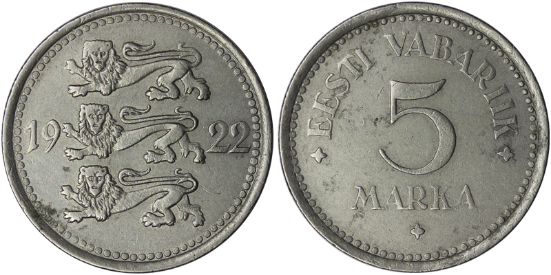 Эстония 5 марок, 1922 год
