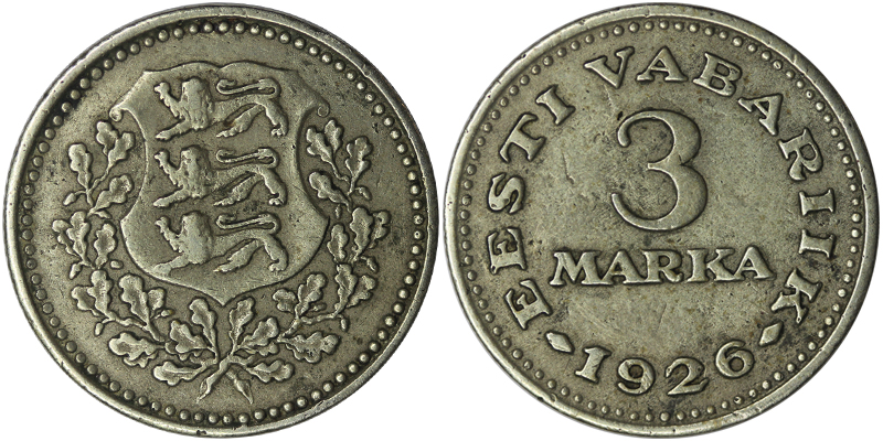 Эстония 3 марки, 1926 год