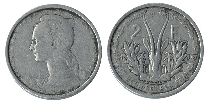 Западная Французкая Африка 2 франка, 1948 год