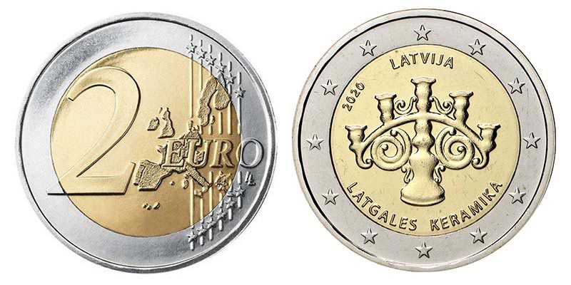 Латвия 2 евро, 2020 год. Латгальская керамика