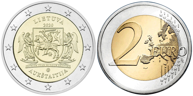 Литва 2 евро, 2020 год. Аукштайтия
