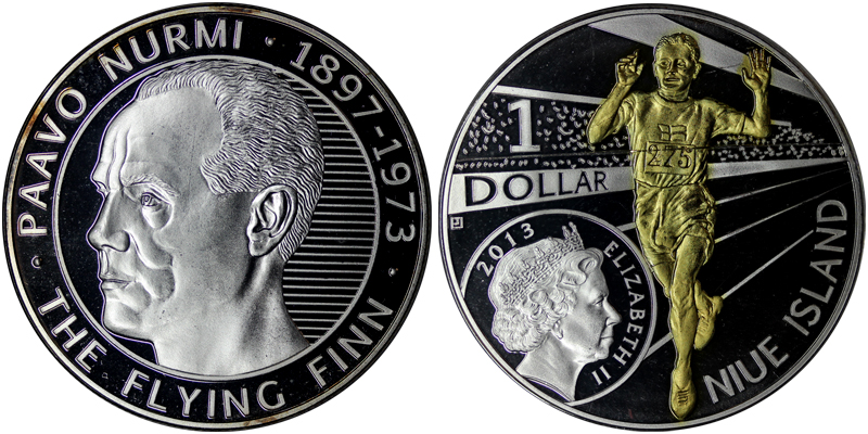 Ниуэ 1 доллар, 2013 год. 40 лет со дня смерти Пааво Нурми